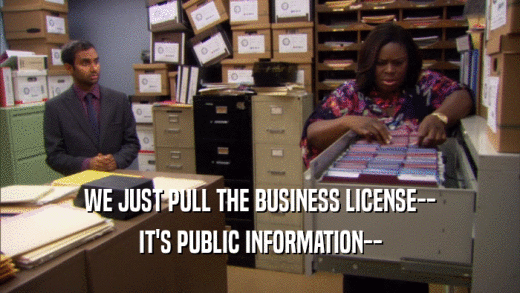 WE JUST PULL THE BUSINESS LICENSE-- IT'S PUBLIC INFORMATION-- 