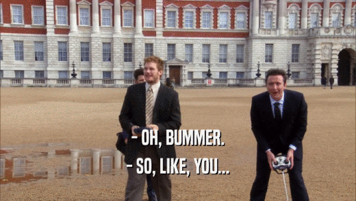 - OH, BUMMER. - SO, LIKE, YOU... 