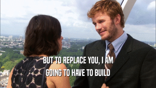 BUT TO REPLACE YOU, I AM GOING TO HAVE TO BUILD 