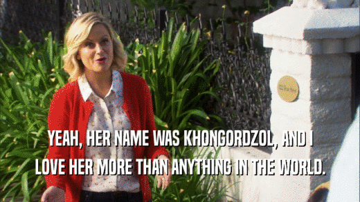 YEAH, HER NAME WAS KHONGORDZOL, AND I LOVE HER MORE THAN ANYTHING IN THE WORLD. 