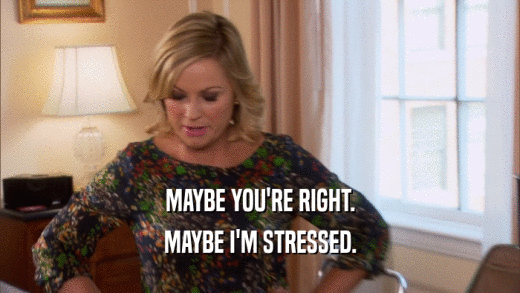MAYBE YOU'RE RIGHT. MAYBE I'M STRESSED. 