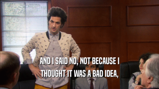 AND I SAID NO, NOT BECAUSE I THOUGHT IT WAS A BAD IDEA, 