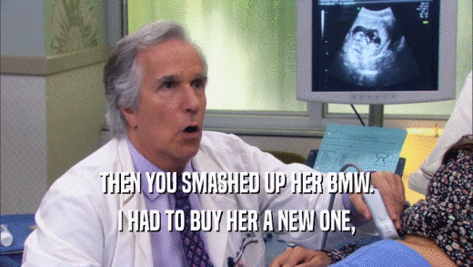 THEN YOU SMASHED UP HER BMW. I HAD TO BUY HER A NEW ONE, 