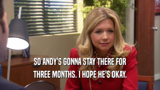 SO ANDY'S GONNA STAY THERE FOR THREE MONTHS. I HOPE HE'S OKAY. 