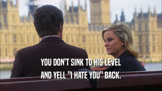 YOU DON'T SINK TO HIS LEVEL AND YELL 