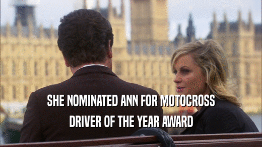 SHE NOMINATED ANN FOR MOTOCROSS DRIVER OF THE YEAR AWARD 