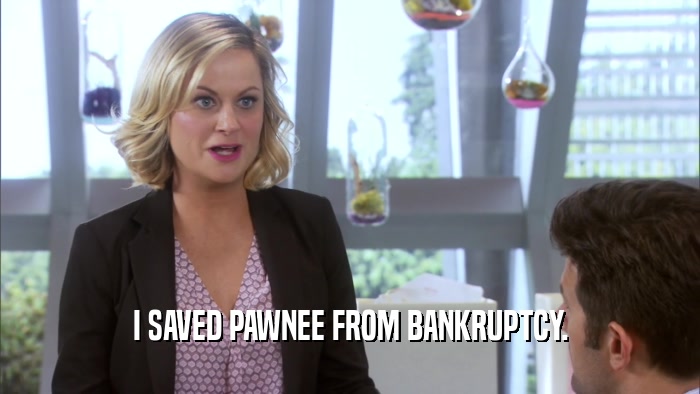 I SAVED PAWNEE FROM BANKRUPTCY.  