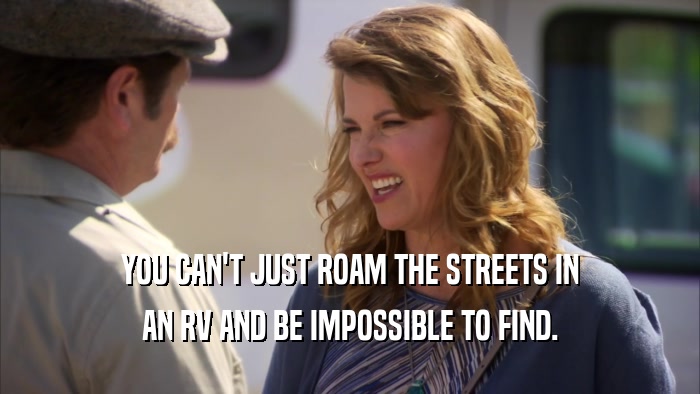 YOU CAN'T JUST ROAM THE STREETS IN AN RV AND BE IMPOSSIBLE TO FIND. 