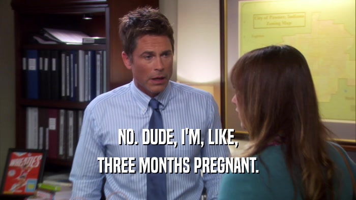 NO. DUDE, I'M, LIKE, THREE MONTHS PREGNANT. 