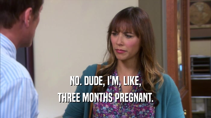 NO. DUDE, I'M, LIKE, THREE MONTHS PREGNANT. 