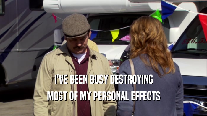 I'VE BEEN BUSY DESTROYING MOST OF MY PERSONAL EFFECTS 