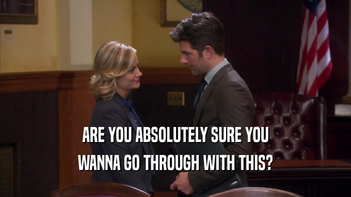 ARE YOU ABSOLUTELY SURE YOU WANNA GO THROUGH WITH THIS? 