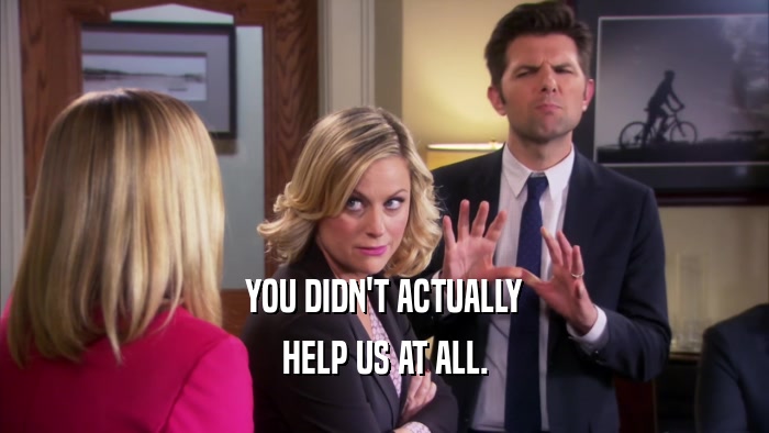 YOU DIDN'T ACTUALLY HELP US AT ALL. 
