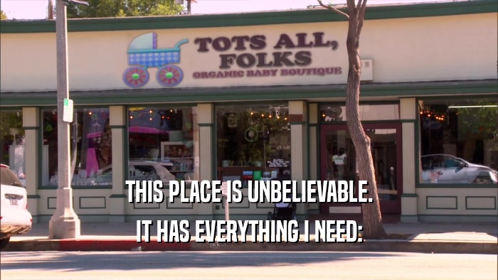 THIS PLACE IS UNBELIEVABLE. IT HAS EVERYTHING I NEED: 