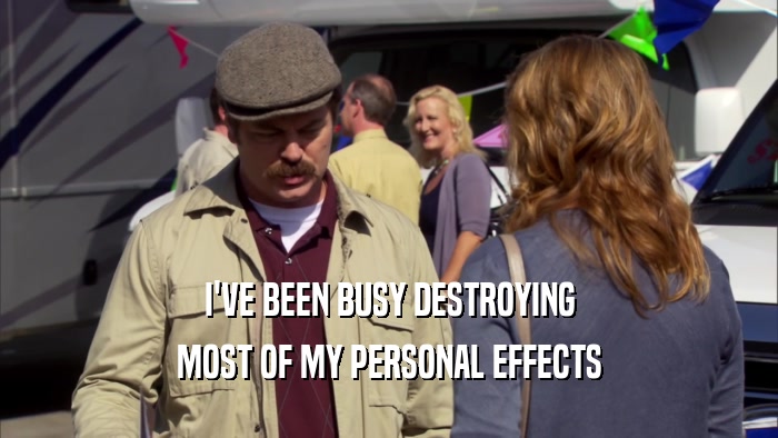 I'VE BEEN BUSY DESTROYING MOST OF MY PERSONAL EFFECTS 
