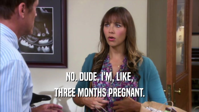 NO. DUDE, I'M, LIKE, THREE MONTHS PREGNANT. 