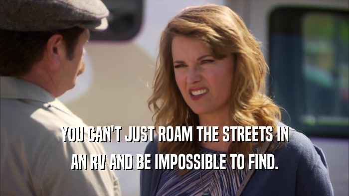 YOU CAN'T JUST ROAM THE STREETS IN AN RV AND BE IMPOSSIBLE TO FIND. 