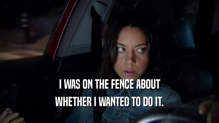 I WAS ON THE FENCE ABOUT WHETHER I WANTED TO DO IT. 