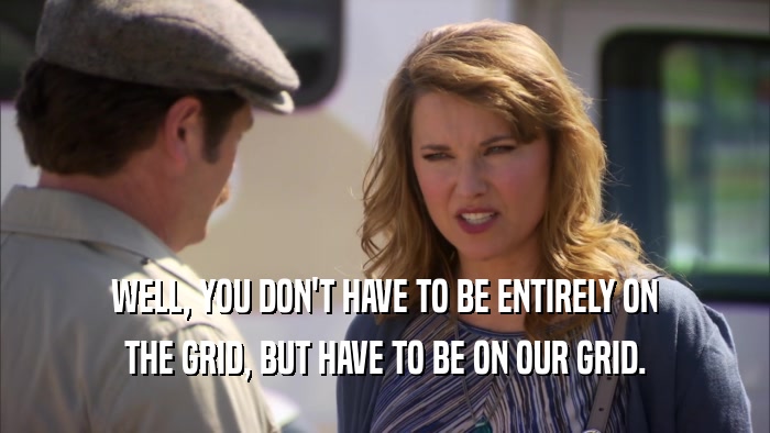 WELL, YOU DON'T HAVE TO BE ENTIRELY ON THE GRID, BUT HAVE TO BE ON OUR GRID. 