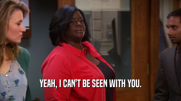 YEAH, I CAN'T BE SEEN WITH YOU.  
