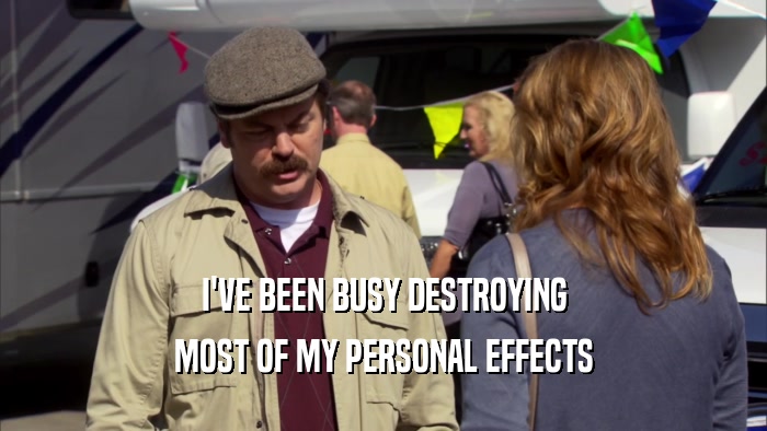 I'VE BEEN BUSY DESTROYING MOST OF MY PERSONAL EFFECTS 
