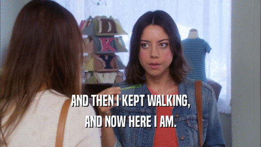 AND THEN I KEPT WALKING, AND NOW HERE I AM. 