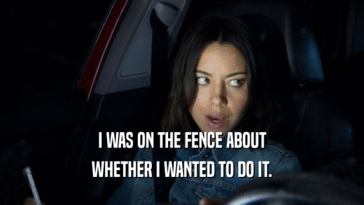 I WAS ON THE FENCE ABOUT WHETHER I WANTED TO DO IT. 
