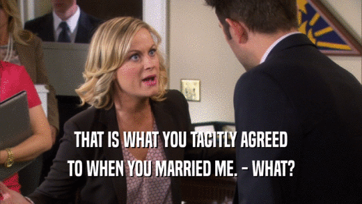 THAT IS WHAT YOU TACITLY AGREED TO WHEN YOU MARRIED ME. - WHAT? 