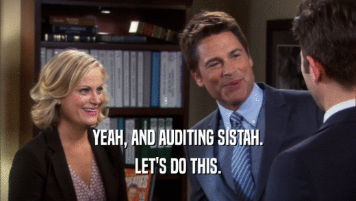 YEAH, AND AUDITING SISTAH. LET'S DO THIS. 