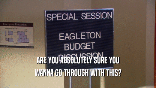 ARE YOU ABSOLUTELY SURE YOU WANNA GO THROUGH WITH THIS? 