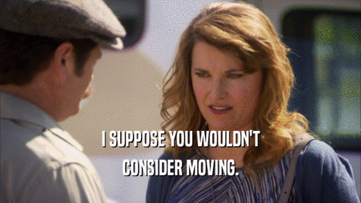 I SUPPOSE YOU WOULDN'T CONSIDER MOVING. 
