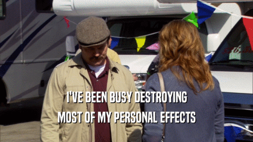 I'VE BEEN BUSY DESTROYING MOST OF MY PERSONAL EFFECTS 