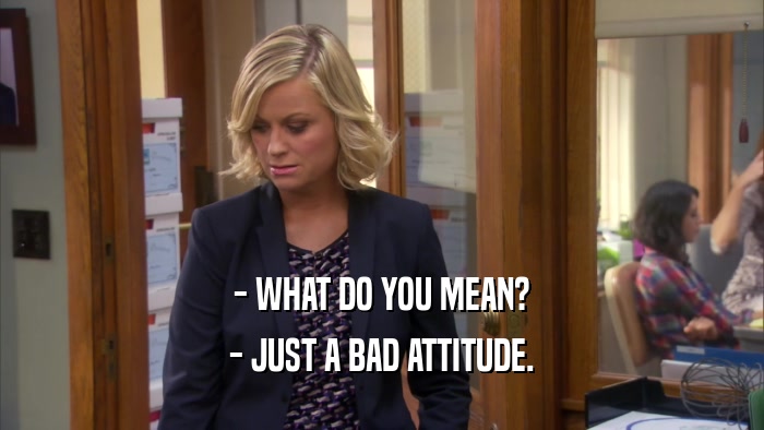 - WHAT DO YOU MEAN? - JUST A BAD ATTITUDE. 