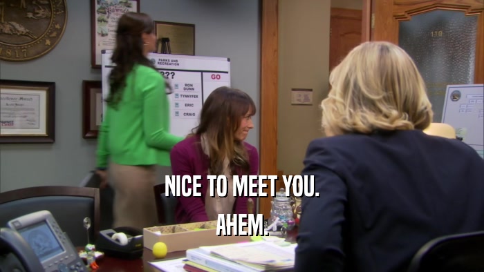 NICE TO MEET YOU. AHEM. 