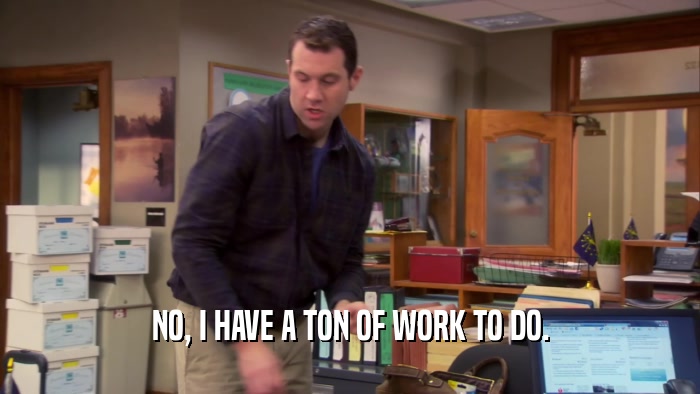 NO, I HAVE A TON OF WORK TO DO.  