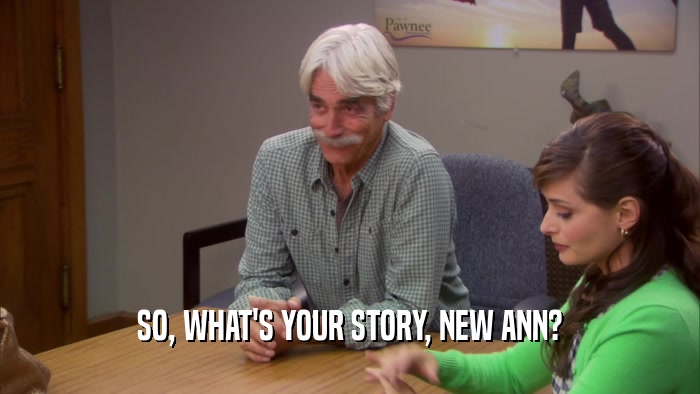 SO, WHAT'S YOUR STORY, NEW ANN?  