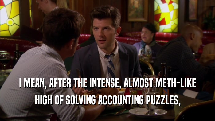 I MEAN, AFTER THE INTENSE, ALMOST METH-LIKE HIGH OF SOLVING ACCOUNTING PUZZLES, 