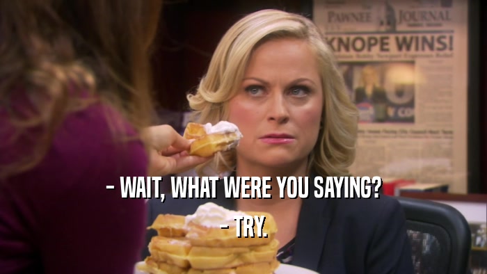 - WAIT, WHAT WERE YOU SAYING? - TRY. 