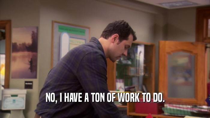 NO, I HAVE A TON OF WORK TO DO.  
