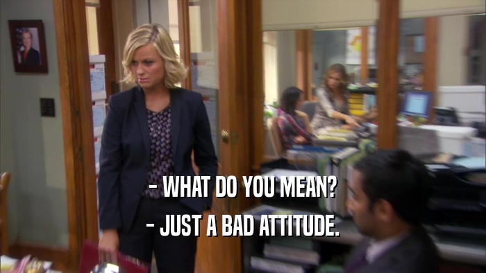 - WHAT DO YOU MEAN? - JUST A BAD ATTITUDE. 