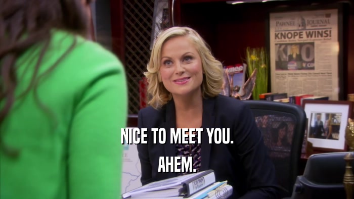 NICE TO MEET YOU. AHEM. 