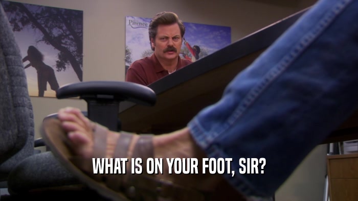 WHAT IS ON YOUR FOOT, SIR?  