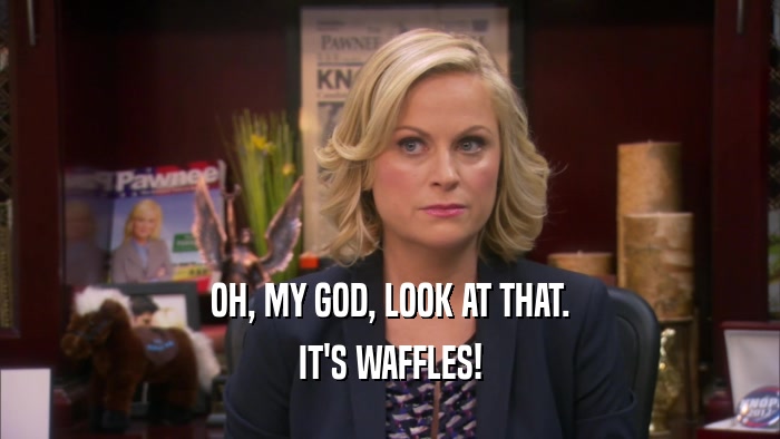 OH, MY GOD, LOOK AT THAT. IT'S WAFFLES! 