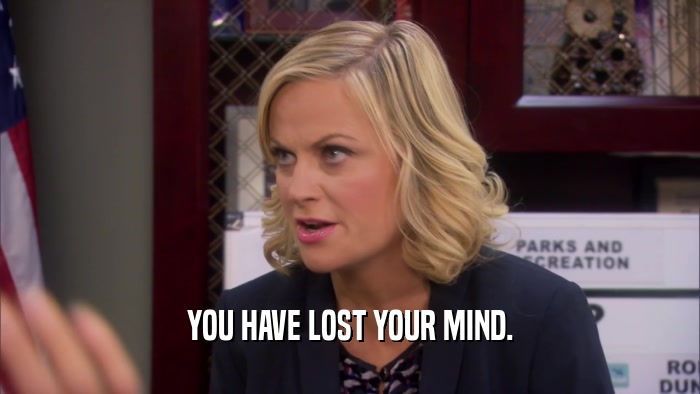 YOU HAVE LOST YOUR MIND.  