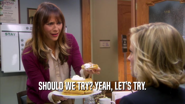 SHOULD WE TRY? YEAH, LET'S TRY.  
