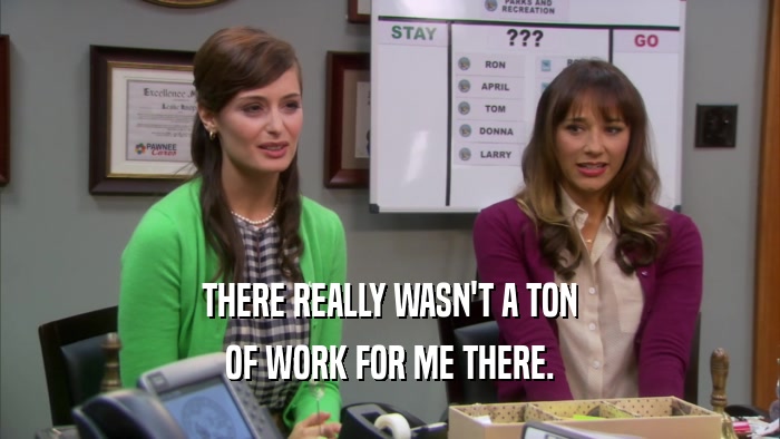 THERE REALLY WASN'T A TON OF WORK FOR ME THERE. 