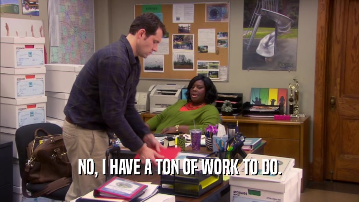 NO, I HAVE A TON OF WORK TO DO.  