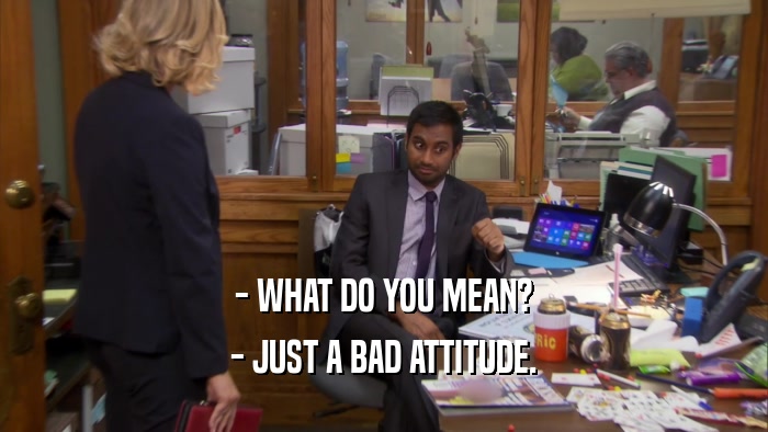 - WHAT DO YOU MEAN? - JUST A BAD ATTITUDE. 