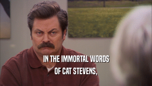 IN THE IMMORTAL WORDS OF CAT STEVENS, 