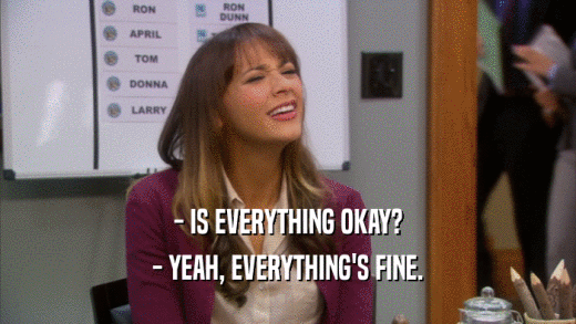 - IS EVERYTHING OKAY? - YEAH, EVERYTHING'S FINE. 